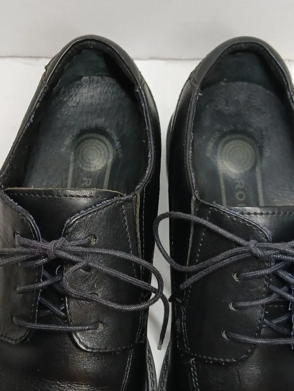 Rockport Black Leather Lace-Up Shoes Square Toe , Size 8.5